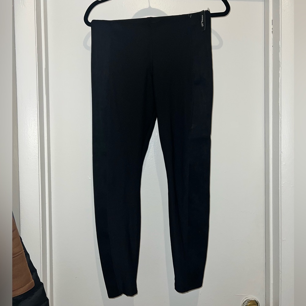 Adore me leggings with leather strip on the side
